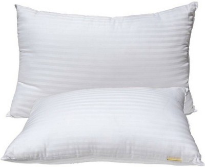 New panipat textile zone Polyester Fibre Stripes Sleeping Pillow Pack of 2(White)