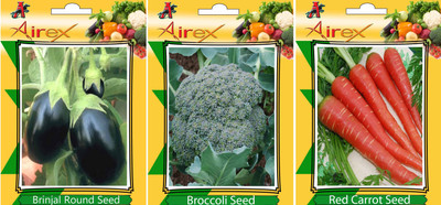 Airex Brinjal Round, Broccoli, Red Carrot Vegetables Seed (Pack Of 20 Seed Brinjal Round + 20 Broccoli + 20 Red Carrot Seed) Seed(20 per packet)