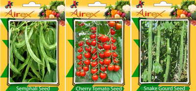 

Airex Semphali, Cherry Tomato, Snake Gourd Vegetables Seed (Pack Of 15 Seed Semphali + 15 Cherry Tomato + 15 Snake Gourd Seed) Seed(15 per packet)