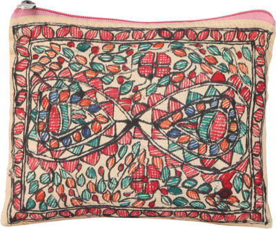 

iMithila Mithila Folk Art Casual, Ethnic and Jeanswear Madhubani Handpainted Pure Tussar Silk Pouch with Floral Art Pouch(Multicolor)