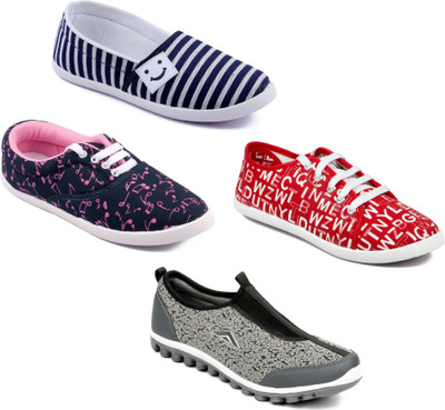 

Asian Women Casual & Running Shoes Combo Pack of 4 Canvas Shoes For Women(Multicolor