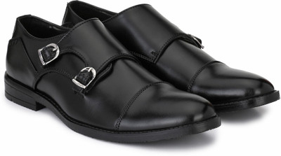 

Hirel's Hirel's Black Double Monk Formal Shoes Monk Strap For Men(Black