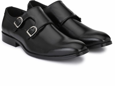 Hirel's Hirel's Black Double Monk Cap Toe Premium Formal Shoes Monk Strap For Men(Black , 10)