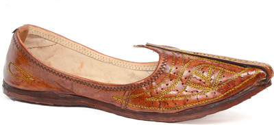 

Yofoxy Rajasthani Rajwari Zari Work Jutti| Mojri Mojaris For Men(Brown