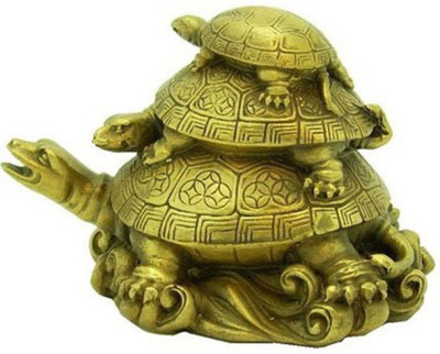 

Three Tiered Tortoises Decorative Showpiece - 7.4 cm(Earthenware, Gold)