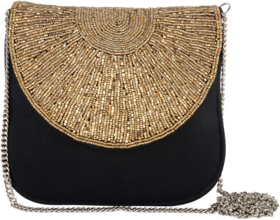 

Rezzy Girls Evening/Party Gold Beads Sling Bag