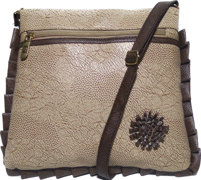 

AZED Collections Girls Casual Gold Leatherette Sling Bag