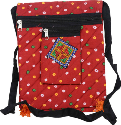 

sunvi Girls Casual Red Cotton Sling Bag