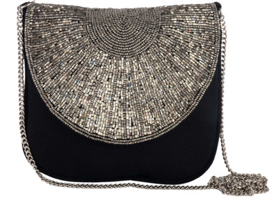 

Rezzy Girls Evening/Party Silver Beads Sling Bag