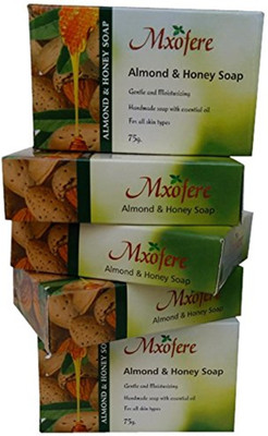 

Mxofere HANDMADE ALMOND & HONEY SOAP with Almond oil 75 GRM ( PACK OF 5 )(375 g, Pack of 5)