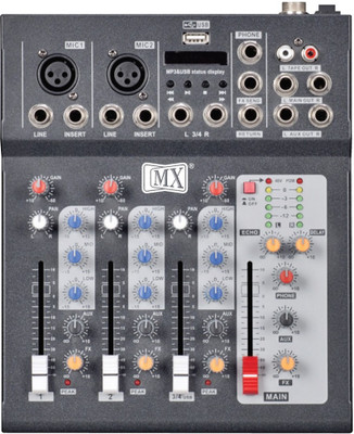 

MX F4 USB Live Audio Mixer with Built In USB and Bluetooth Powered Sound Mixer