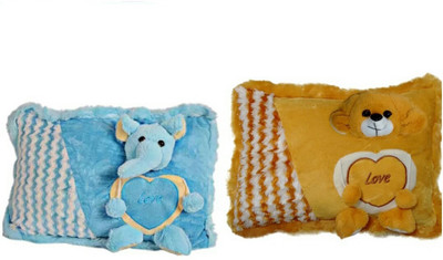 soniya Enterprises face pillow - 42 cm(Brown, Blue), Blue;brown