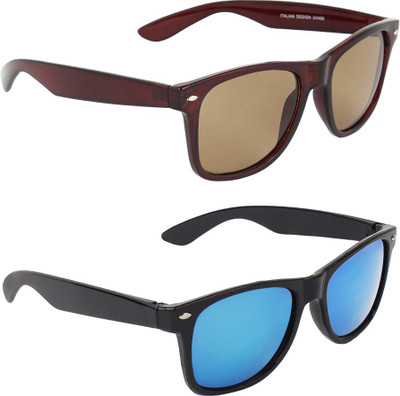 ABNER Wayfarer, Wayfarer Sunglasses(For Men & Women, Brown, Blue)