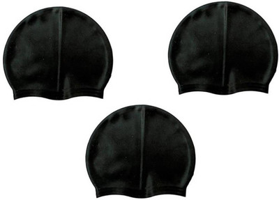 

GLS Unisex Swimming Non-Slip Highly Durable Silicon Cap - Combo of 3 Black Swimming Cap(Black, Pack of 3)
