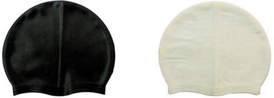 

GLS Unisex Swimming Non-Slip Highly Durable Silicon Cap - Combo of 2 Black & Silver Swimming Cap(Multicolor, Pack of 2)