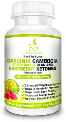 

KayosNaturals 3in1 Fat Burner with Garcinia Cambogia, Green Coffee Bean and Raspberry Ketones with Green Tea for Weight Loss - 500mg(60 No)