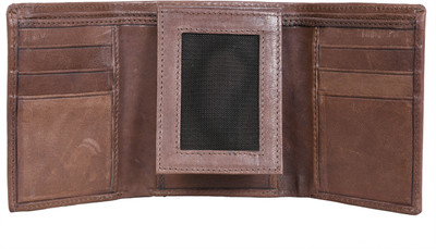 

Bill Fold Artistic Leather Men Brown Genuine Leather Wallet(9 Card Slots)