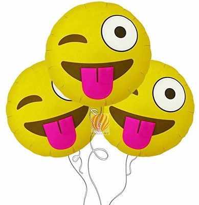 

PartyballoonsHK Printed Winky Face Emoji Foil Balloon Pack of 3 Balloon(Multicolor, Pack of 1)
