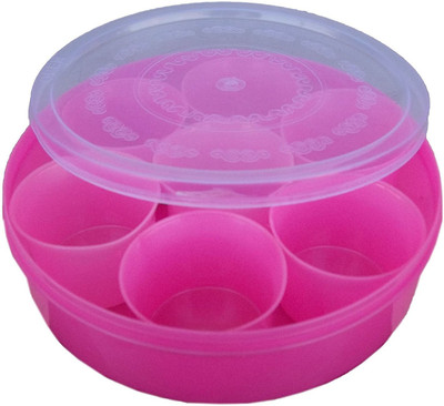 kotak sales Round Plastic Spice Box Masala Dabba Spices, Pickels Herbs Transparent Organizer Carrier Storage Container (Any One) - 0 ml Plastic Grocery Container(Pink) available at flipkart for Rs.295