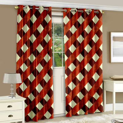 46% OFF on Story@Home Polyester Door Curtain 215 cm (6.9ft) Pack of 2(Printed Orange)