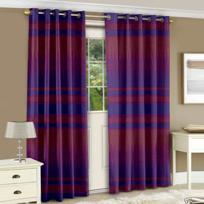 46% OFF on Story@Home Polyester Door Curtain 215 cm (6.9ft) Pack of 2(Abstract Purple)