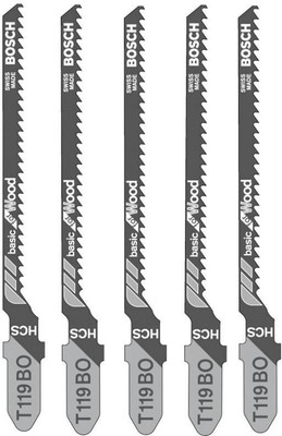 

Bosch T119BO jigsaw blades 5pc pack ideal for curved wood cutting Wood Cutter