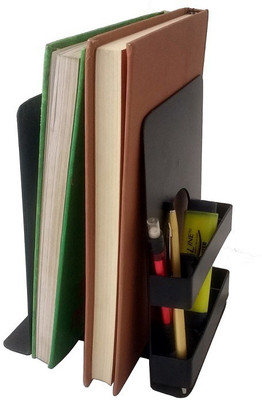 

Dixon 1 Compartments Steel Bookend with Pen Holder(Black)
