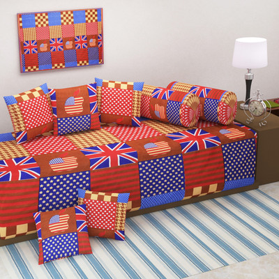 WI International Polycotton Geometric Diwan Set available at flipkart for Rs.369