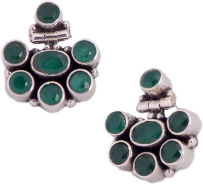 PeenZone 92.5 Silver Panna Emerald Silver Stud Earring