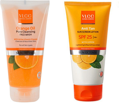 

VLCC Original Orange Oil Pore Cleansing Face Wash & Anti-Tan Sun Screen Lotion SPF25 Face Wash(300 ml)