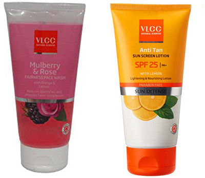 

VLCC Original Mulberry&Rose Face Wash and Anti-Tan Sun Screen Lotion SPF25 Face Wash(300 ml)