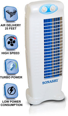 

Sonashi 3 Speed control Hi Speed, 25 feet throw, Turbo Power cooling, 140 watts, portable 3 Blade Tower Fan(White, Pack of 1)