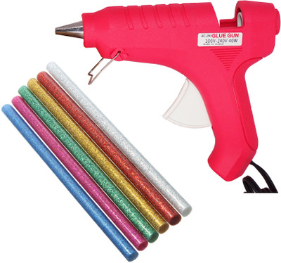 

OKASTA MAKSON/BOND with 6 Glitter glue sticks Hot Melt Glue Gun kit 40 Watt OK40WY For Quick Repairs, Paper & Cloth High-Tech Professional Electronic Standard Temperature Corded Glue Gun(11 mm)