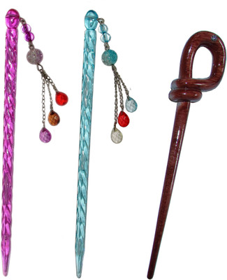 

Manolima Metallic Combo of Multi Color Juda Sticks Bun Stick(Multicolor)