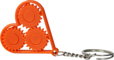 

Tesseract Moving Gears Heart Shaped Keychain Orange Colour Key Chain