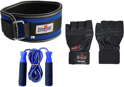 

Diablo Combo of Gym Belt Size S,Gym Gloves And Skipping Rope Gym & Fitness Kit