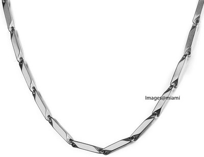 MEENAZ Branded Men Jewellery Valentine Silver Chain Necklace for Men Husband Boys Boyfriend Gents Mens Chain for Pendants -CN127 Rhodium, Silver Plated Stainless Steel Chain