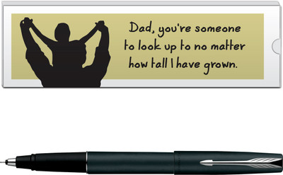 

Parker Frontier Matte Black CT with Dad Quote-6 Roller Ball Pen