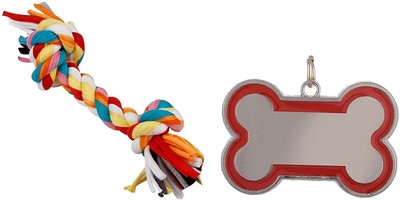 

Foodie Puppies Dog Toy Combo ( Durable Dog Chew Rope Toy For Small To Medium Dogs + Bone Shape Collar Tag Cum Pendant For Dog / Puppy / Kitten / Cat) - Color May Vary Nylon Chew Toy, Tug Toy For Dog & Cat
