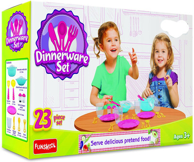 

GRAPPLE DEALS Perfect 23 Pcs Dinnerware Set Best Pretend Playset toy For Kids.