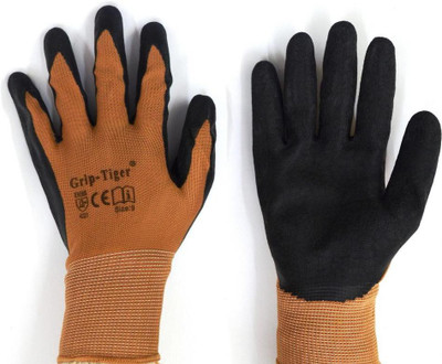 

SS & WW Brown Nylon shell with Black Crinkle latex Palm coated Gloves Nylon Safety Gloves(25)