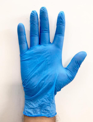 

SS & WW Latex Examination Hand Gloves Blue Color Rubber Safety Gloves(50)