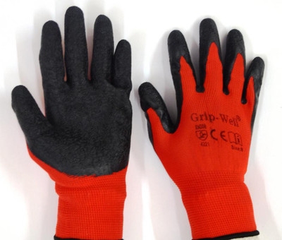 

SS & WW Red Nylon shell with Black Crinkle latex Palm coated Gloves Nylon Safety Gloves(25)