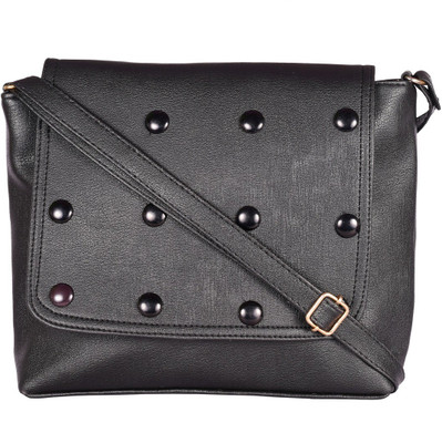 

skkfashion Women Casual Black PU Sling Bag