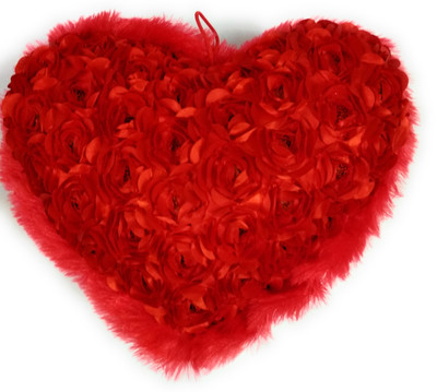 

DINAARKAN VALENTINE SPECIAL ROSES ON HEART SHAPED CUSHION PILLOW SOFT TOY WITH SOUND 44 cm - 34 cm(Red)