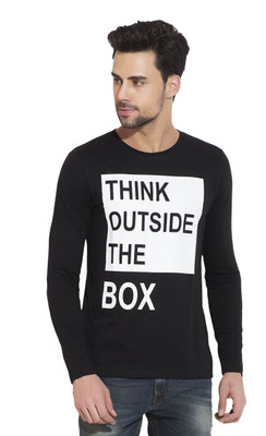 LEWEL Typography Men Round Neck White, Black T-Shirt