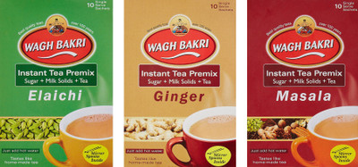 

Waghbakri Instant Tea Premix Elaichi, Ginger & Masala Combo (Pack of 3) Assorted Instant Tea(140 g, Box)