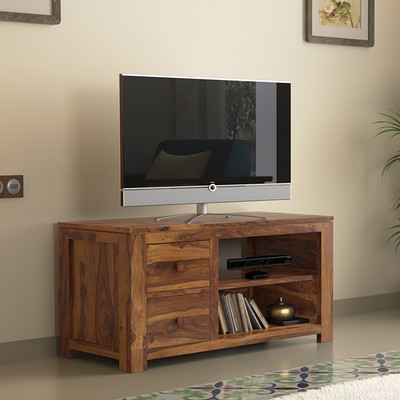 

Urban Ladder Striado Solid Wood TV Entertainment Unit(Finish Color - Teak)