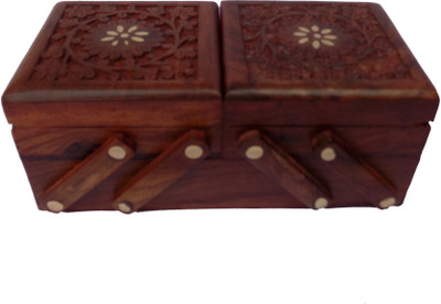 

Handicraft THICK SHEESHAM & BRASS MADE SLIDING JEWELLERY Vanity Box(Brown)
