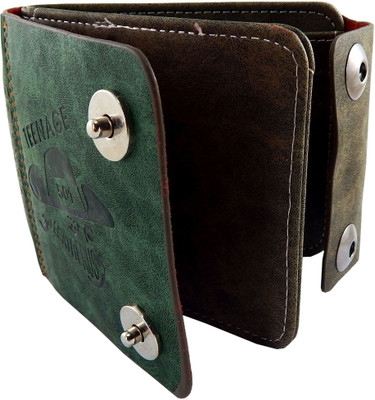 

Teenage Men Grey, Green Artificial Leather Wallet(9 Card Slots), Green;grey